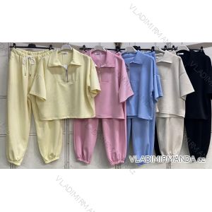 Souprava tepláková oversize mikina krátký rukáv a kalhoty dámské (S/M/L ONE SIZE) ITALSKÁ MÓDA IMC26137