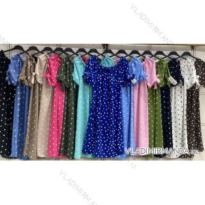 Šaty letní carmen krátký rukáv dámské nadrozměr (42/44/46 ONE SIZE) ITALSKÁ MÓDA IMC26141