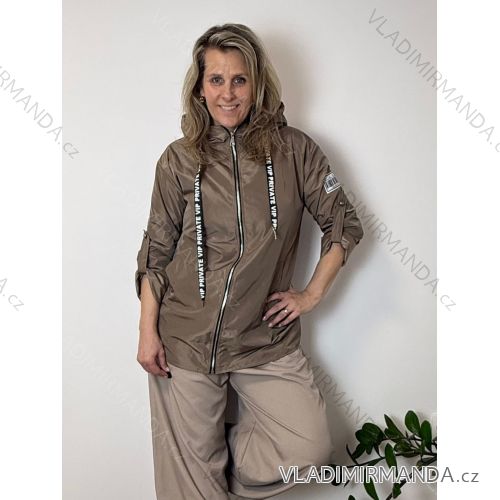 Bunda šusťáková s kapucňou dlhý rukáv nadrozměr NICOLA dámska (40/42/44 ONE SIZE) TALIANSKA MÓDA IMSM260003