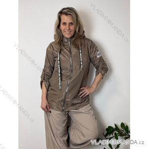 Bunda šusťáková s kapucí dlouhý rukáv nadrozměr NICOLA dámská (40/42/44 ONE SIZE) ITALSKÁ MÓDA IMSM260003/DU