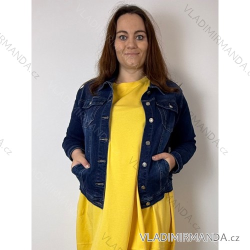 Bunda riflová jeans dámska nadrozměr (4XL-8XL) GYD261939/DR 4XL tmavě modrá