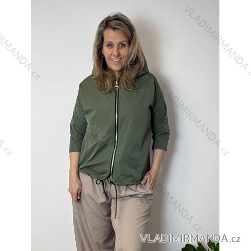 Bunda šusťáková s kapucňou dlhý rukáv nadrozměr JULIE dámska (42/44/46 ONE SIZE) TALIANSKA MÓDA IMSM260004/DUR