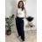 Kalhoty elegantní s páskem dámské BEATA (S/M/L ONE SIZE) ITALSKÁ MÓDA IM425718/DUR S/M/L Černá