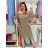 Women's short sleeve summer dress (S/M/L ONE SIZE) ITALIAN FASHION IMC26006  Dark beige
