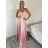 Šaty dlhé elegantné letné na ramienka dámske (XS/S/M ONE SIZE) TALIANSKA MÓDA IMM25M40243/DUR  zelená lipová S/M
