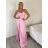 Šaty dlhé elegantné letné na ramienka dámske (XS/S/M ONE SIZE) TALIANSKA MÓDA IMM25M40243/DUR  zelená lipová S/M