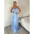 Šaty dlhé elegantné letné na ramienka dámske (XS/S/M ONE SIZE) TALIANSKA MÓDA IMM25M40243/DUR  zelená lipová S/M