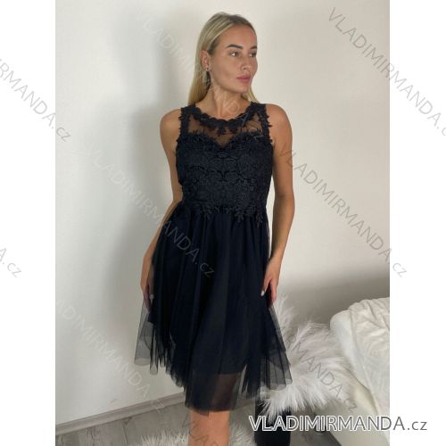 Šaty elegantní plesové bez rukávu krajka dámské (uni s/m) ITALSKá MóDA IM919828/DR
