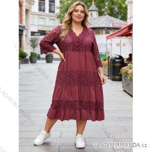 Šaty volnočasové letní oversize krajkové 3/4 dlouhý rukáv dámské nadrozměr (50/52/54 ONE SIZE) ITALSKÁ MÓDA IM426148