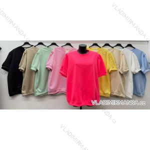 Mikina máslová krátký rukáv dámská nadrozměr (48/50/52 ONE SIZE) ITALSKÁ MÓDA IM426160