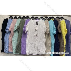 Šaty letní krátký rukáv dámské nadrozměr (48/50/52 ONE SIZE) ITALSKÁ MÓDA IMC26149