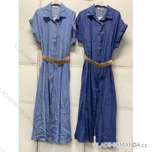 Šaty dlouhé košilové krátký rukáv dámské nadrozměr (40/42/44 ONE SIZE) ITALSKÁ MÓDA IMC26152