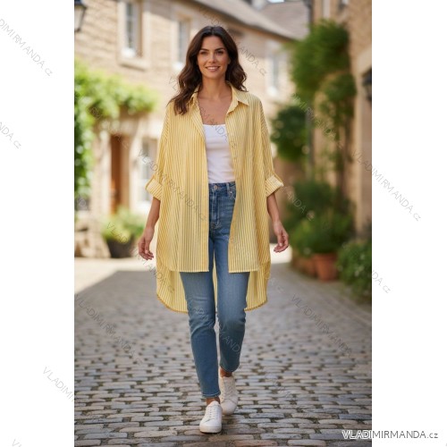 Women's Elegant Oversize Long Sweatpants (S/M/L ONE SIZE) ITALIAN FASHION IMD23634 žlutá