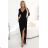 Šaty elegantní dlouhé zavinovací výstřih dámské (XS-XL) Polská moda NMC-404-13/DR black M