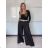 Nohavice elegantní dlhé s páskem dámske SANDRA (S/M/L ONE SIZE) TALIANSKA MÓDA IMPVN262471