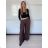 Kalhoty elegantní dlouhé s páskem dámské SANDRA (S/M/L ONE SIZE) ITALSKÁ MÓDA IMPVN262471/DU S/M/L světle modrá