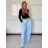 Kalhoty elegantní dlouhé s páskem dámské SANDRA (S/M/L ONE SIZE) ITALSKÁ MÓDA IMPVN262471/DU S/M/L světle modrá