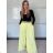 Kalhoty elegantní dlouhé s páskem dámské SANDRA (S/M/L ONE SIZE) ITALSKÁ MÓDA IMPVN262471/DU S/M/L žlutá