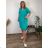 Sommerkleid oval Kurzarm Damen Übergröße (50/52/54 Einheitsgröße) ITALIAN FASHION IM425011  türkis