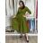 Šaty dlouhé košilové 3/4 dlouhý rukáv dámské KONSTANCE (S/M/L ONE SIZE) ITALSKÁ MÓDA IMPDY264885/DUR S/M/L zelená khaki