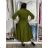 Šaty dlouhé košilové 3/4 dlouhý rukáv dámské KONSTANCE (S/M/L ONE SIZE) ITALSKÁ MÓDA IMPDY264885/DUR S/M/L zelená khaki