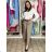 Nohavice elegantní dlhé s opaskom dámske ARIANA (S/M/L ONE SIZE) TALIANSKA MÓDA IMWHN26001/DU S/M/L tmavo béžová