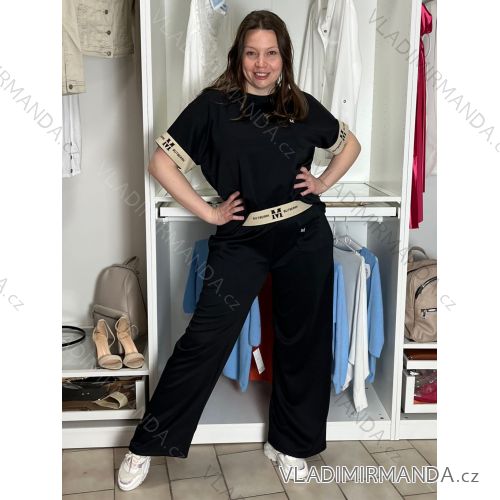 Souprava tunika oversize krátký rukáv a Kalhoty dámské LOTA (S/M/L/XL ONE SIZE) ITALSKÁ MÓDA IMD2612131/DU S/M/L/XL Černá