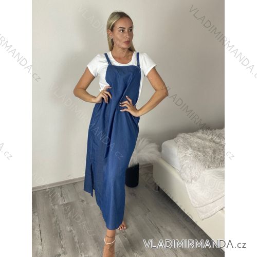 Šaty volnočasové oversize a tričko s krátkým rukávem dámské LUISA (S/M/L ONE SIZE) ITALSKÁ MÓDA IMSM26000356/DU S/M/L tmavě modrá