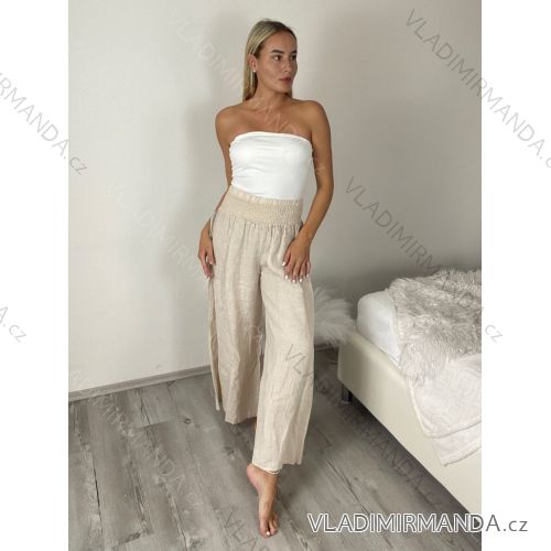 Nohavice lněné volnočasové dámske MODI (S/M/L ONE SIZE) TALIANSKA MÓDA IMSM26001236