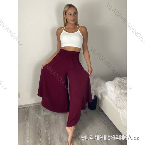 Nohavice letné háremky dlhé dámske (S/M/L ONE SIZE) TALIANSKA MÓDA IMC24271/DU tm. vínová SM/L