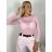 Tričko dlouhý rukáv dámské LATINA (S/M ONE SIZE) ITALSKÁ MÓDA IMPDY2628031/DU S/M světle zelená