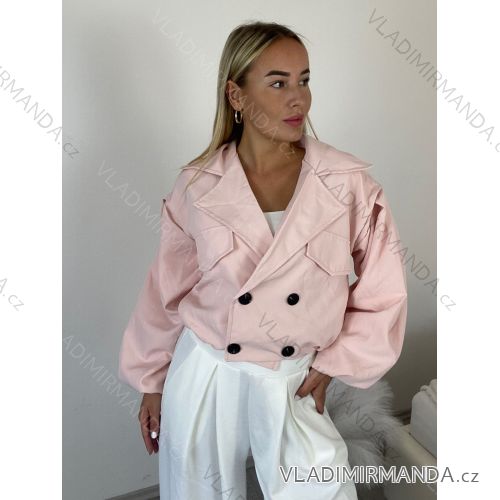 Bunda krátka oversize dlhý rukáv dámska HAIAT (S/M/L ONE SIZE) TALIANSKA MÓDA IMWCA26006/DUR sv. růžová S/M/L