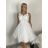 Šaty společenské, svatební elegantní bez rukávu krátké plesové dámské (S/M/L ONE SIZE) ITALSKÁ MÓDA IMM26HB50245/DUR S/M/L bílá
