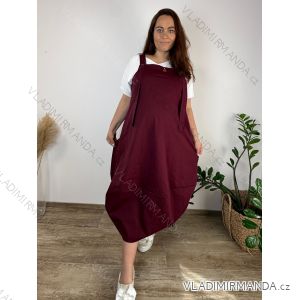 Šaty s laclem letní stahovací s kapsami na ramínka dámské nadrozměr IVONA (46/48/50 ONE SIZE) ITALSKÁ MÓDA IMC26000326/DUR