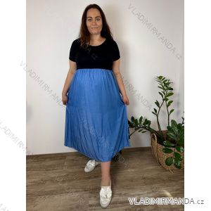 Šaty letní krátký rukáv dámské nadrozměr MONA (42/44/46 ONE SIZE) ITALSKÁ MÓDA IM426109-1/DUR