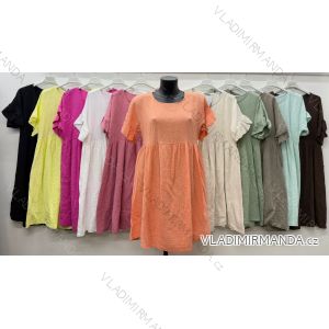 Šaty letní mušelínové krátký rukáv dámské (S/M/L ONE SIZE) ITALSKÁ MÓDA IM426167