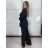 Komplet elegantní sako a kalhoty dámské KLARISA (S/M/L ONE SIZE) ITALSKÁ MÓDA IMPLP266377/DUR S/M/L Černá