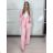 Komplet elegantní sako a kalhoty dámské KLARISA (S/M/L ONE SIZE) ITALSKÁ MÓDA IMPLP266377/DUR S/M/L růžová světle
