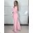 Komplet elegantní sako a kalhoty dámské KLARISA (S/M/L ONE SIZE) ITALSKÁ MÓDA IMPLP266377/DUR S/M/L růžová světle