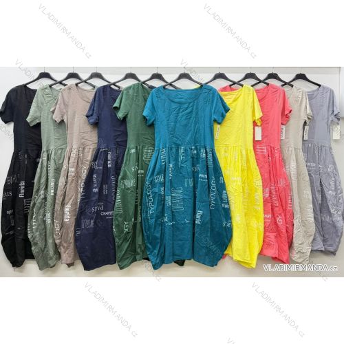 Šaty letní oversize krátký rukáv dámské (S/M/L ONE SIZE) ITALSKÁ MÓDA IM426174