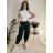 Kalhoty dlouhé bavlněné dámské (S/M/L/XL ONE SIZE) ITALSKá MODA IM4250023/DR zelená smaragdová S/M/L