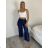 Kalhoty letní dlouhé riflové dámské (S/M/L ONE SIZE) ITALSKÁ MÓDA IMD23481/DUR S/M/L tmavě modrá