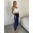 Kalhoty letní dlouhé riflové dámské (S/M/L ONE SIZE) ITALSKÁ MÓDA IMD23481/DUR S/M/L tmavě modrá