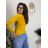 Svetr úpletový dlouhý rukáv dámský (S/M ONE SIZE) ITALSKA MODA IMM255800/DR žlutá hořčicová S/M