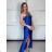 Elegant formal dress with straps for women (S / M ONE SIZE) ITALIAN FASHION IM321576 S / M dark blue
