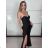 Elegant formal dress with straps for women (S / M ONE SIZE) ITALIAN FASHION IM321576 S / M dark blue