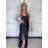Elegant formal dress with straps for women (S / M ONE SIZE) ITALIAN FASHION IM321576 S / M dark blue