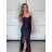 Elegant formal dress with straps for women (S / M ONE SIZE) ITALIAN FASHION IM321576 S / M dark blue