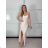 Šaty elegantní společenské na ramínka dámské (S/M ONE SIZE) ITALSKÁ MÓDA IM321608 S / M beige