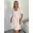 Šaty košilové krátký rukáv dámské BARBARA (S/M/L ONE SIZE) ITALSKÁ MÓDA IMC26002356/DUR S/M/L světle modrá